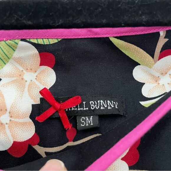 Hell Bunny Freya Japanese Cherry Blossom Floral Off The Shoulder Dress Small NEW - Picture 9 of 10